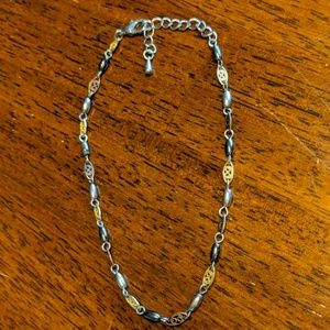 Three tone metal ankle bracelet
